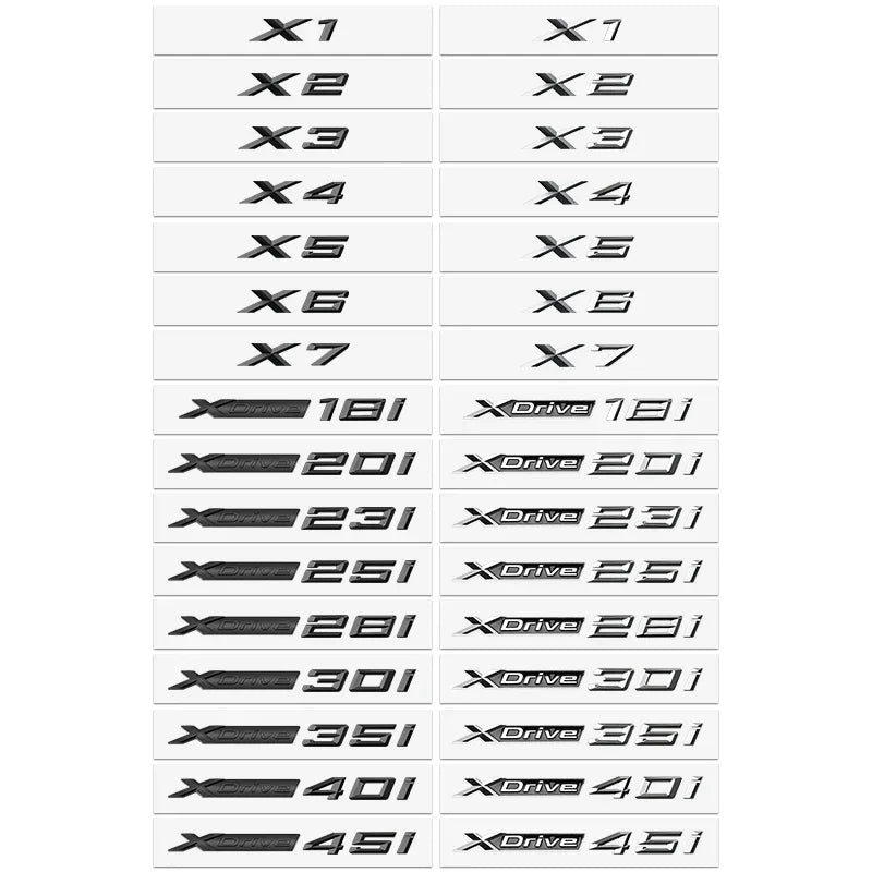 BMW Monogramme Xdrive 20d 30d 35d 40d 50d 20i 25i 30i
X1 X3 X4 X5 X6 X7
