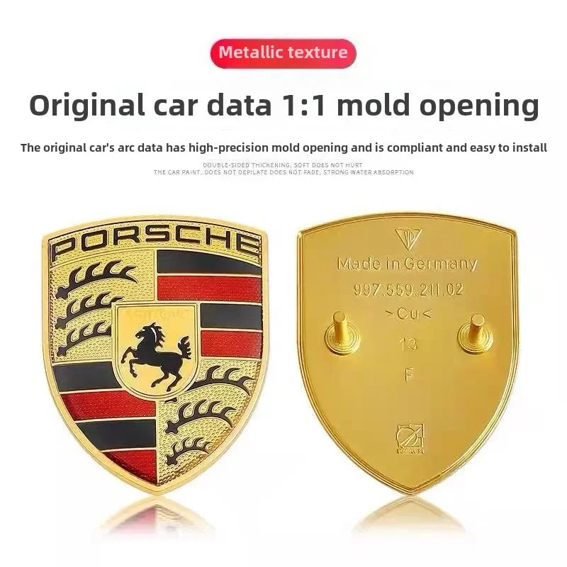 Logo de capot Porsche Panamera Cayman Macan Cayenne Boxster Carrera Taycan 911 718 918