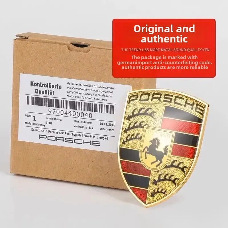 Logo de capot Porsche Panamera Cayman Macan Cayenne Boxster Carrera Taycan 911 718 918